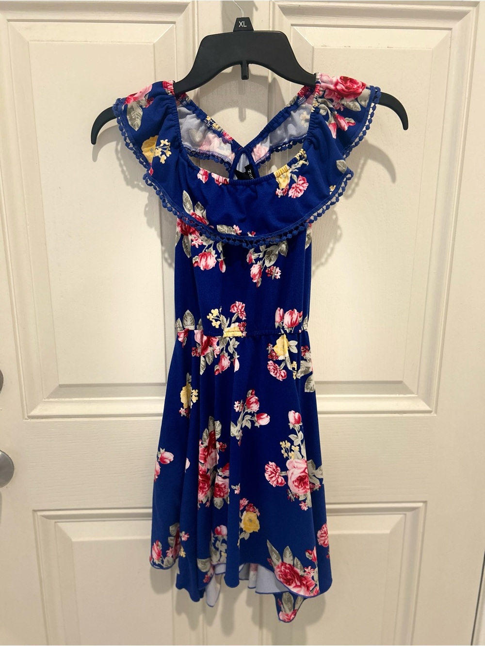 Zunie Royal Blue Floral Ruffle Dress